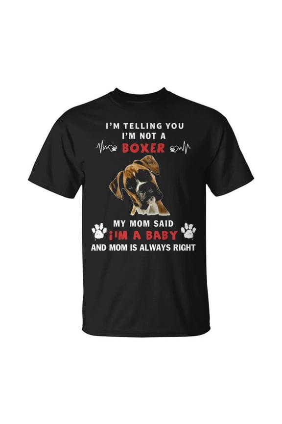 Boxer Mom Graphic Tee Unisex Adult Cotton Dog Lover T-Shirt for Mother's Day or Casual Wear, Size L, Color Black
