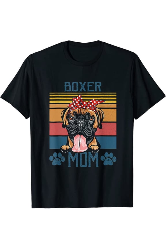 Boxer Mom Shirt Funny Dog Mama Mothers Day Classic Tee T-Shirt M-3XL