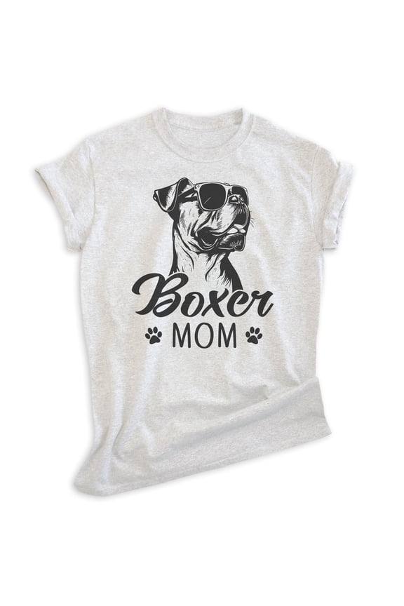 Boxer Mom T-shirt, Unisex Women's Shirt, Boxer Dog Owner, Best Dog Mom Gift, Heather Ash, X-Small