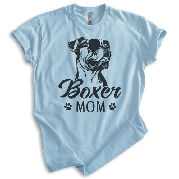 Boxer Mom T-shirt, Unisex Women's Shirt, Boxer Dog Owner, Best Dog Mom Gift, Heather Light Blue, Medium