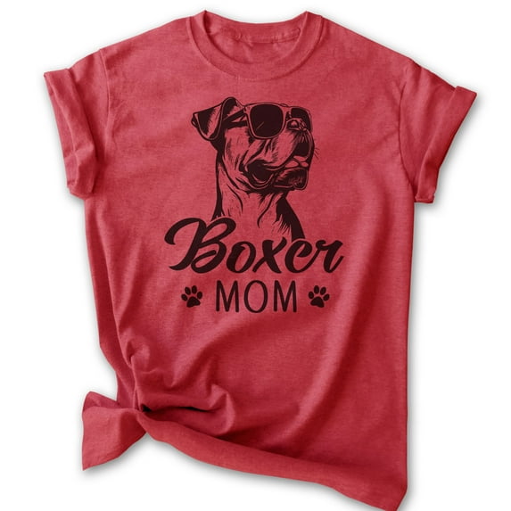 Boxer Mom T-shirt, Unisex Women's Shirt, Boxer Dog Owner, Best Dog Mom Gift, Heather Red, X-Large