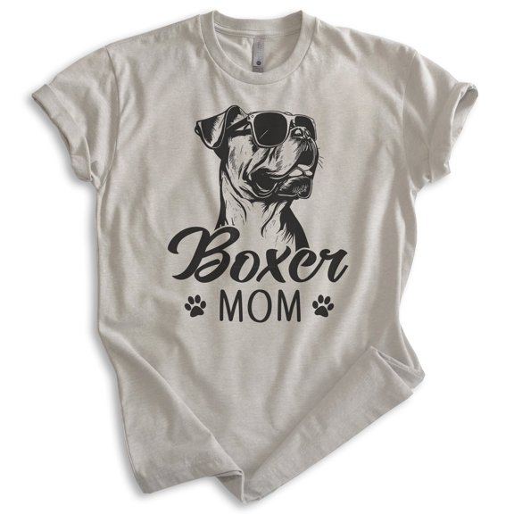 Boxer Mom T-shirt, Unisex Women's Shirt, Boxer Dog Owner, Best Dog Mom Gift, Light Silk Gray, Medium