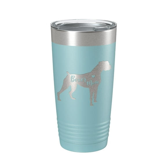 Boxer Mom Tumbler Dog Travel Mug Gift Insulated Laser Engraved Coffee Cup 20 oz Light Blue