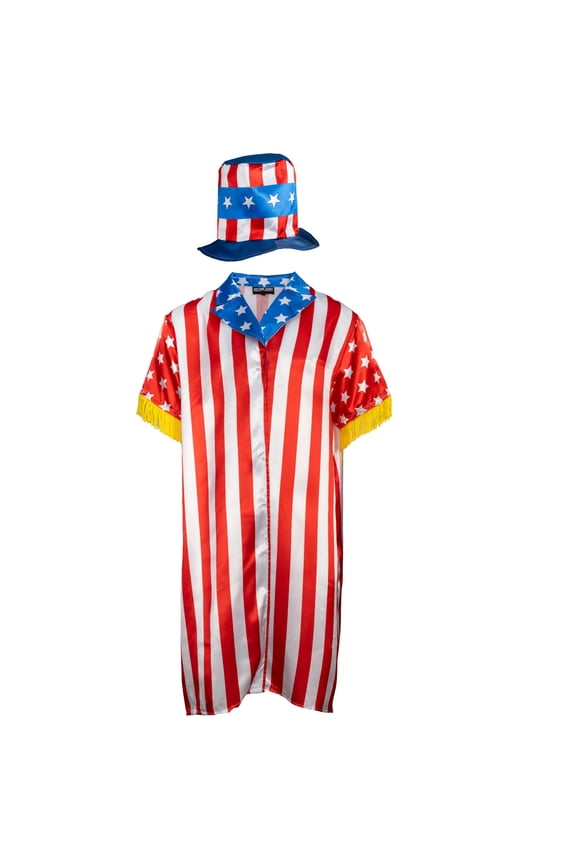 Boxer Movie Apollo American Flag Jacket Robe and Hat Adult Halloween Costume Cosplay Complete Set