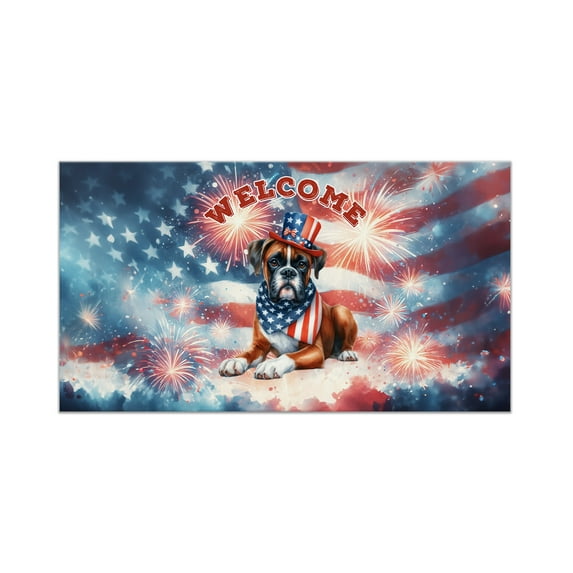 Boxer Patriotic Welcome for 4Th of July Independence Day Doormat Boxers Dog Lover Gifts Idea Indoor Outdoor Welcome Mat - 00010