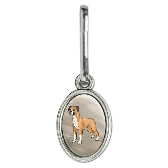 Boxer Pet Dog Antiqued Oval Charm Clothes Purse Suitcase Backpack Zipper Pull Aid