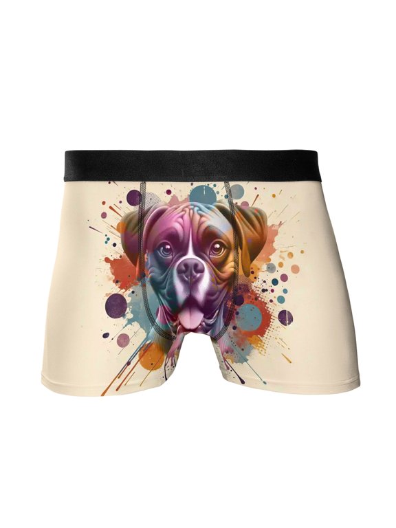 Boxer Portrait Watercolor Vintage Retro Styles All Over Print Boxer Briefs Underwear for Men Dad Boxers Dog Lover Gifts Idea - 00001