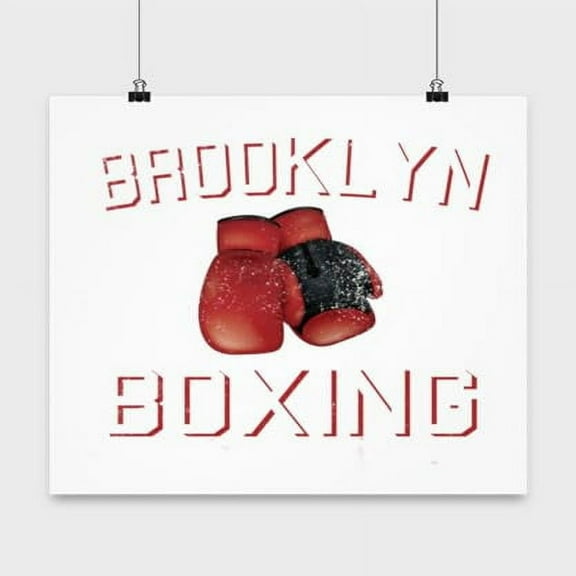Boxer Poster, Brooklyn Boxing Club, Fighter Wall Art Gift, White 13x13in Poster