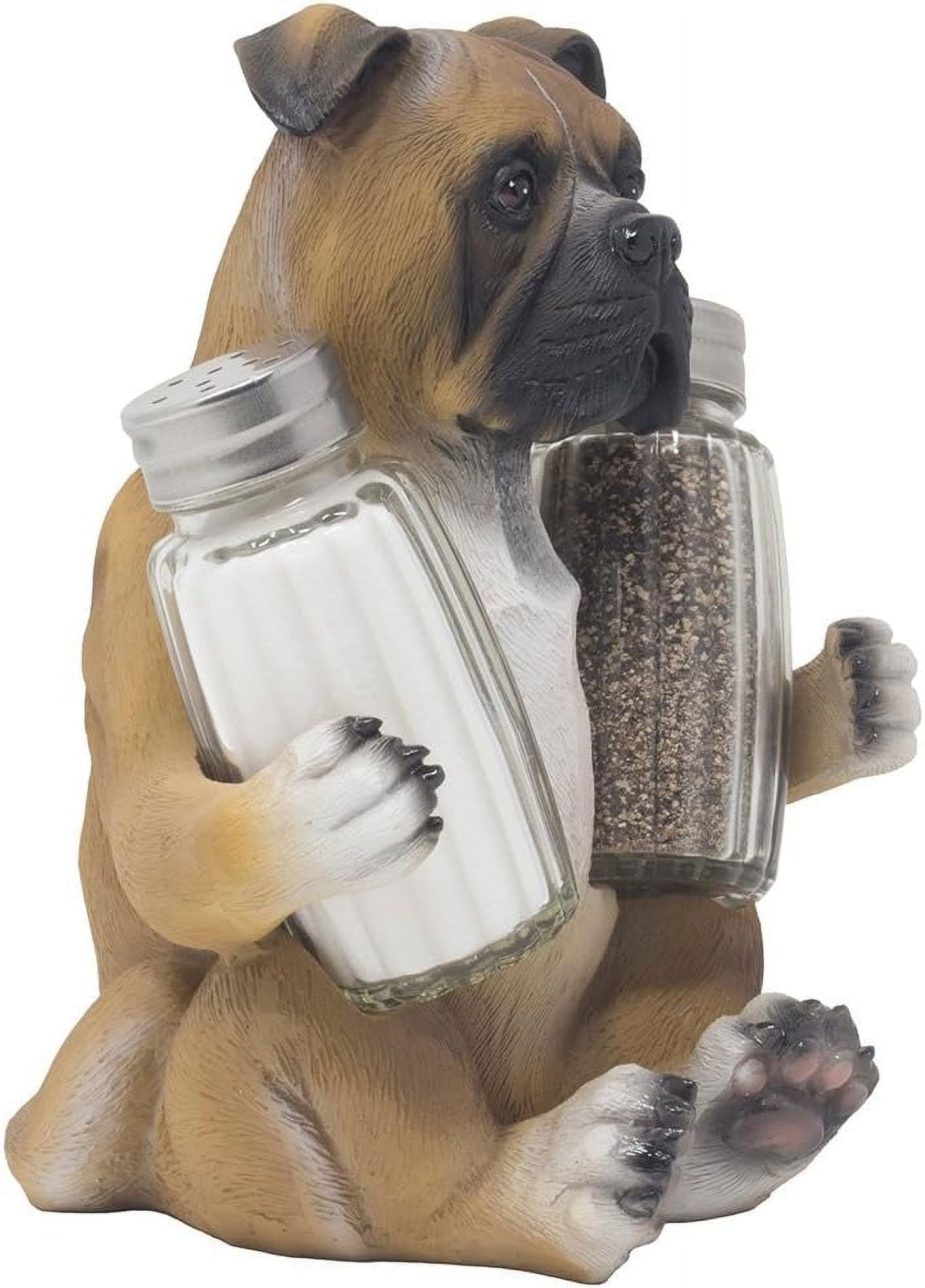 Boxer Puppy Dog and Pepper Shaker Set with Decorative Display Stand ...