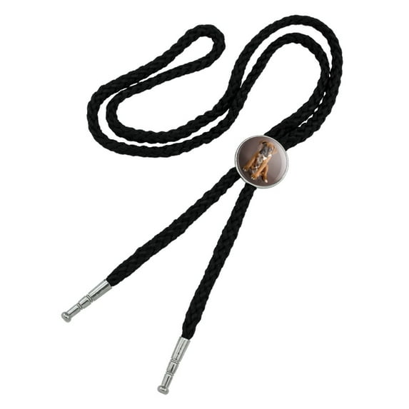 Boxer Puppy Dog Sitting with Tie Western Southwest Cowboy Necktie Bow Bolo Tie