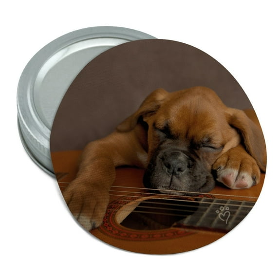 Boxer Puppy Dog Sleeping on Guitar Round Rubber Non-Slip Jar Gripper Lid Opener