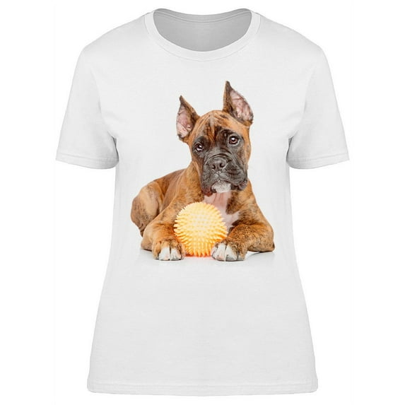Boxer Puppy Plays With A Ball T-Shirt Women -Image by Shutterstock, Female Large