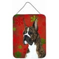 thumbnail image 1 of Boxer Red and Green Snowflakes Holiday Christmas Aluminium Metal Wall Or Door Hanging Prints, 1 of 1