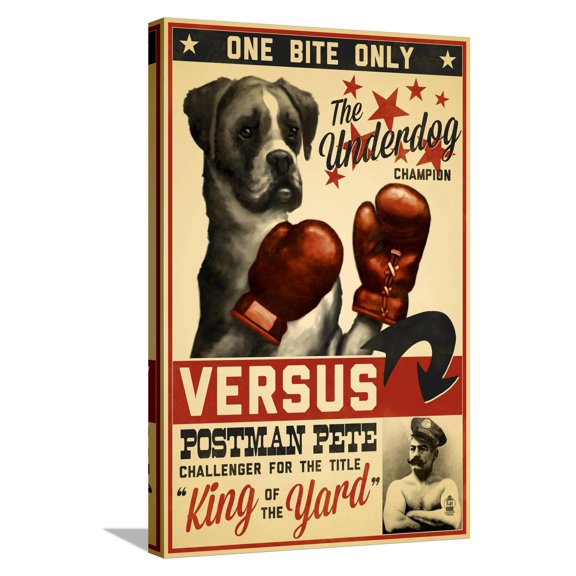 Art.com Boxer - Retro Boxing Ad Stretched Canvas Print Wall Art by Lantern Press, 16" x 24"