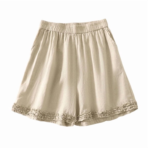 Boxer Shorts for Women 10 Pack Women’s Ruffle Home Shorts Elastic Waist Lace Shorts Summer Casual Home Sleepwear Loungewear Bottoms Beige XXL