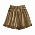 thumbnail image 1 of Boxer Shorts for Women Sleepwear Women’s Ruffle Home Shorts Elastic Waist Lace Shorts Summer Casual Home Sleepwear Loungewear Bottoms Khaki M, 1 of 9