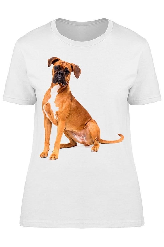 Boxer Sitted In His Back Legs T-Shirt Women -Image by Shutterstock, Female Small