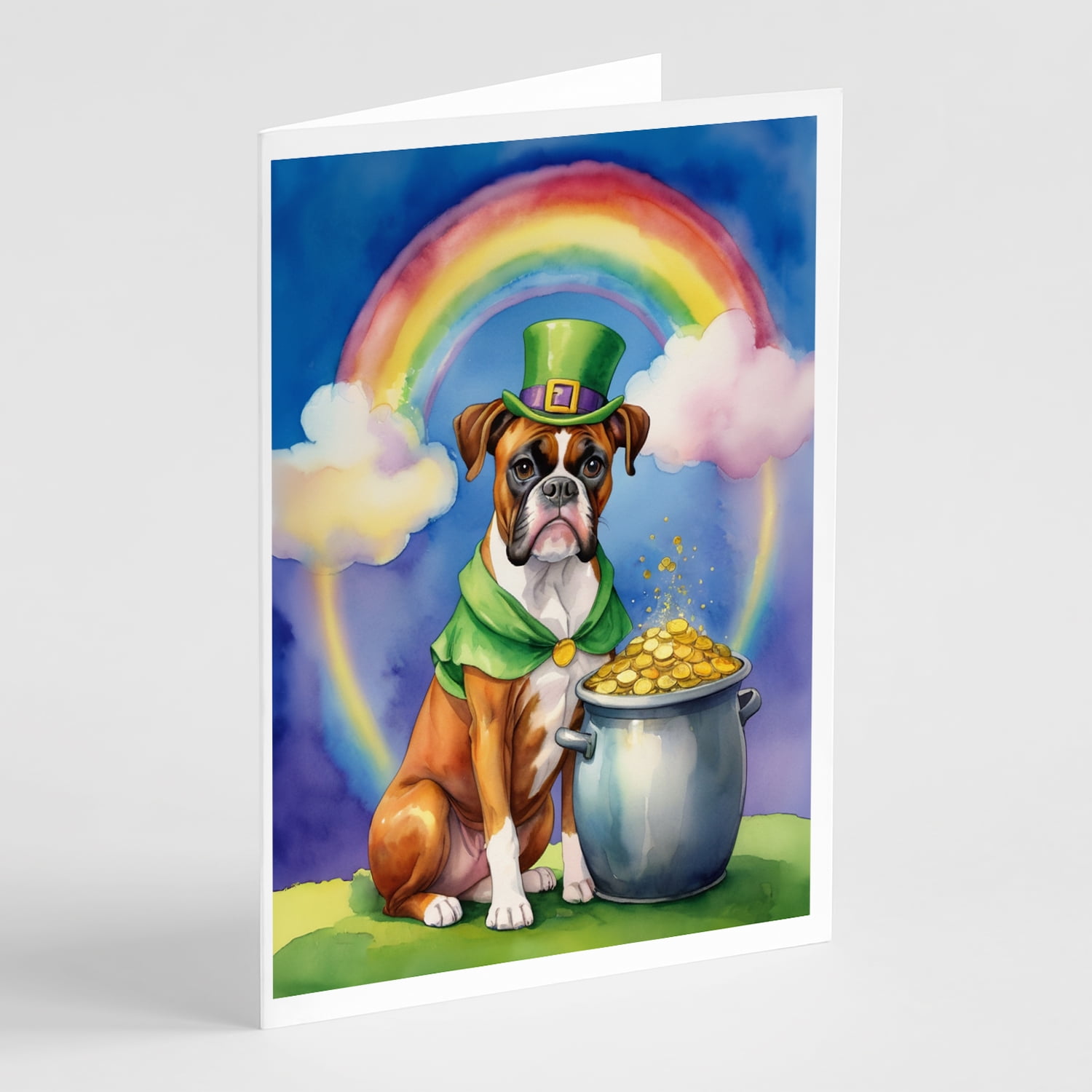 Boxer St Patrick's Day Greeting Cards Pack of 8 7 in x 5 in