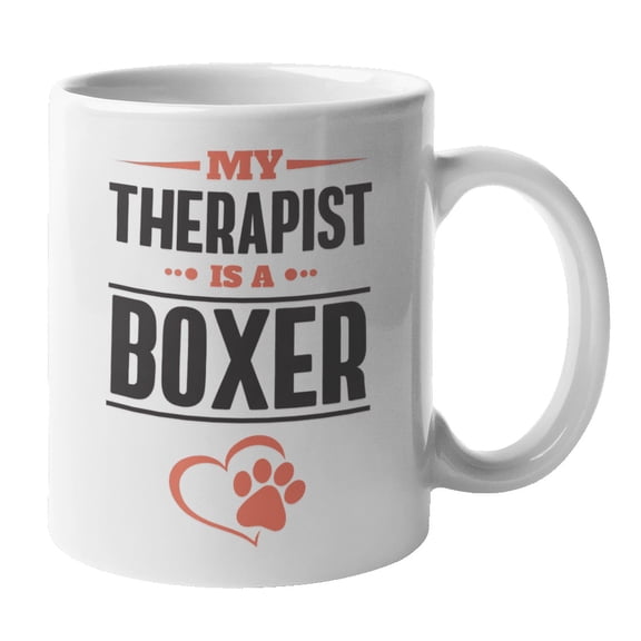 Boxer Therapist Ceramic Coffee & Tea Mug Cup for Dog Mom & Dad (11oz)