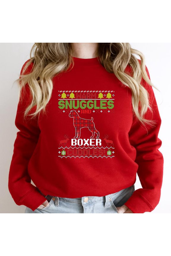 Boxer Warm Snuggles And Cuddles Funny Merry Christmas Holiday Graphic SW10402 Unisex Sweatshirt, Up to Size 5XL