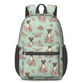thumbnail image 1 of Boxer and Floral Green Pattern 17" Waterproof Oxford School Backpacks for Teens, S-Shape Padded Straps, for School, Travel, Hiking, Camping, 1 of 5