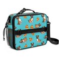 thumbnail image 1 of Boxer and Pizza Blue Pattern Insulated Lunch Bag with Shoulder Strap and Bottle Holder,Bento School Lunch Bag Box,11x9.5x3.5 Inches, 1 of 5