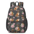 thumbnail image 1 of Boxer and Rose Black Pattern 17" Waterproof Oxford School Backpacks for Teens, S-Shape Padded Straps, for School, Travel, Hiking, Camping, 1 of 5