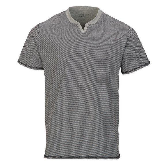 Boxercraft BM2401 Striped V-Notch Tee-Black-white-S