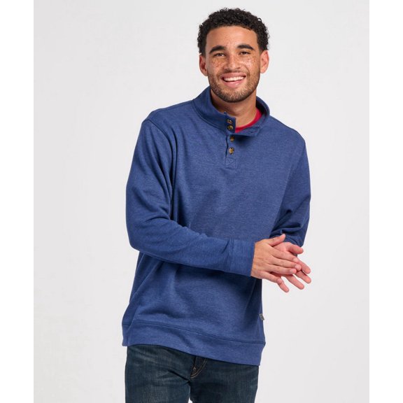 Boxercraft BM5209 Men's French Terry Button Pullover-Navy Heather-L