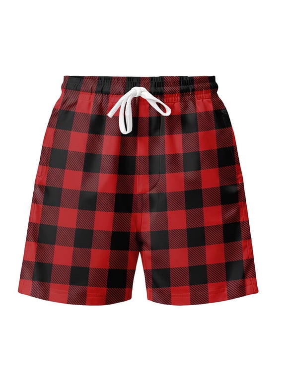 BU6703 Oversized Flannel Short-Red/Blk Buff Plaid-L