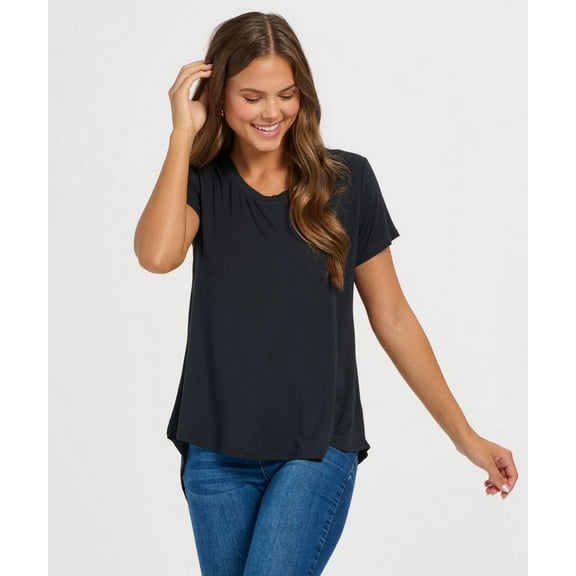 Boxercraft BW2105 Women's Bamboo Scoop Neck Tee-Black-S