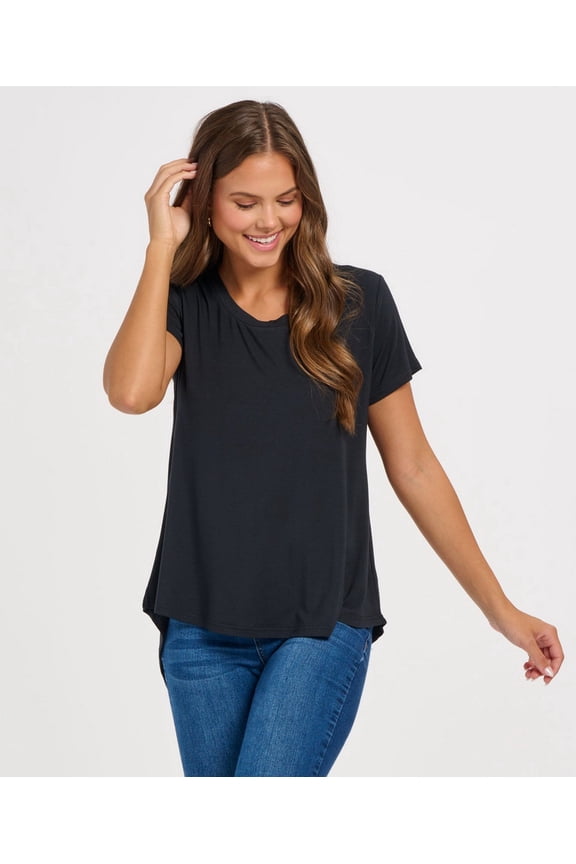 BW2105 Women's Bamboo Scoop Neck Tee-Black-XXS