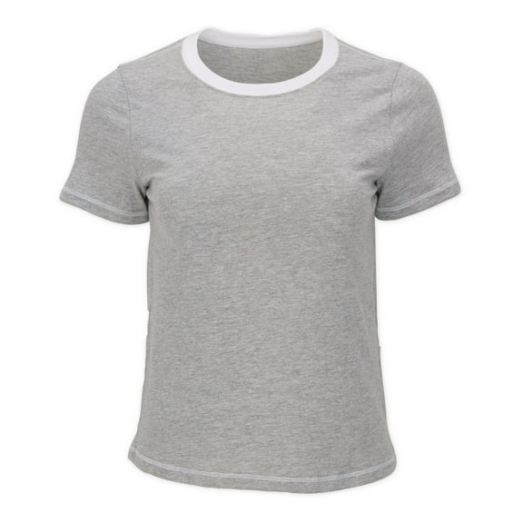 Boxercraft BW2106 Contrast Stitch Baby Tee-Oxford Hthr-Whi-L