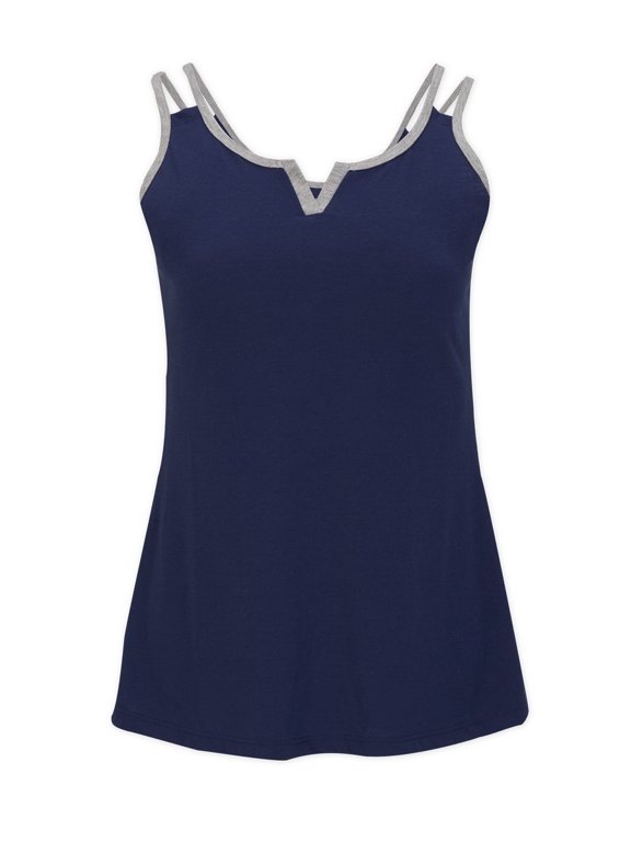 BW2506 Split Shoulder Tank-Navy Oxford Hth-L
