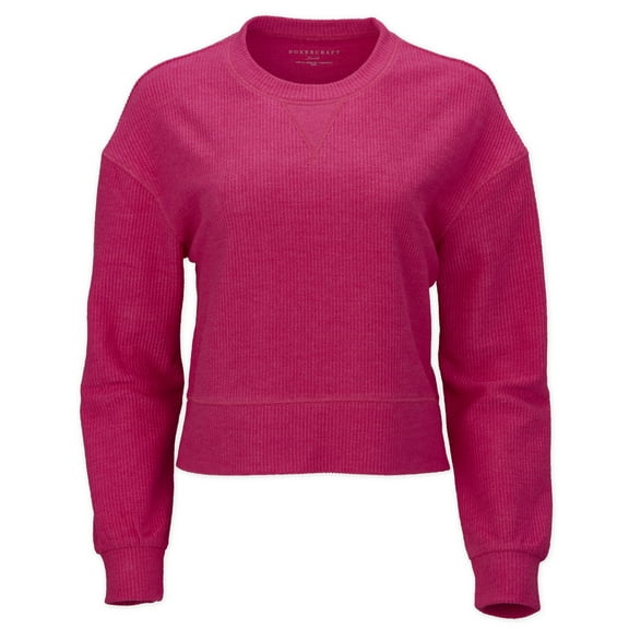 Boxercraft BW5102 Rib Knit Corded Boxy Crew-Cosmic Pink-XS