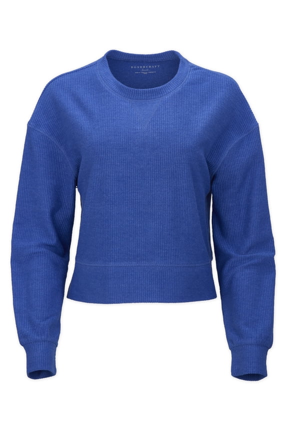 BW5102 Rib Knit Corded Boxy Crew-Electric Royal-S