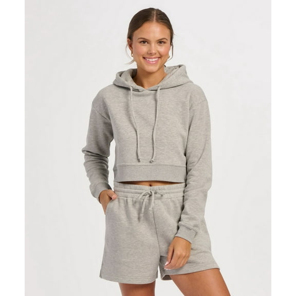Boxercraft BW5404 Women's Cropped Fleece Hoodie-Oxford Heather-XS