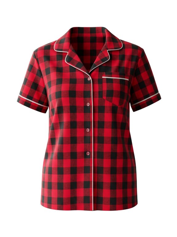 BW7101 Ladies Boxy Flannel Shirt-Red/Blk Buff Plaid-XS