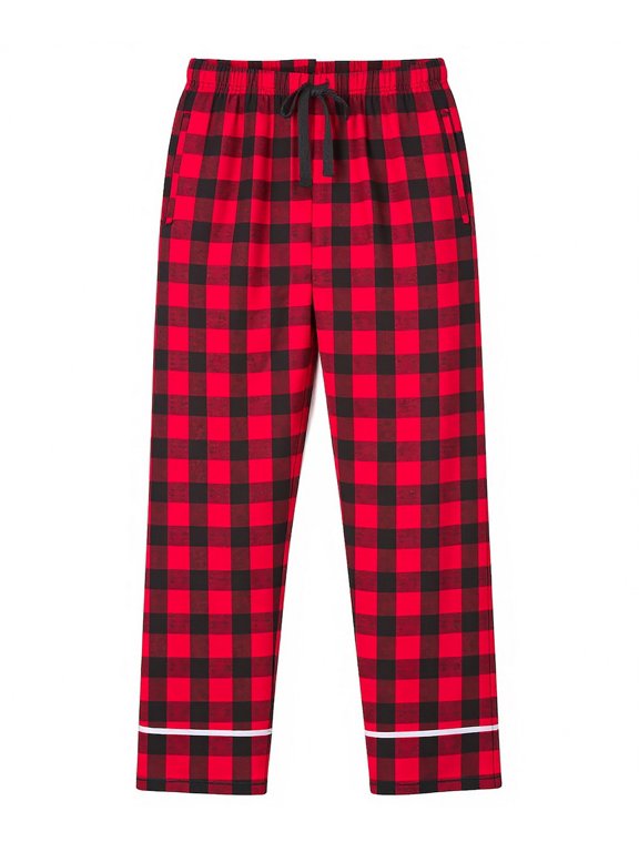 BY6603 Youth Wide Cuff Flannel Pant-Red/Blk Buff Plaid-XL