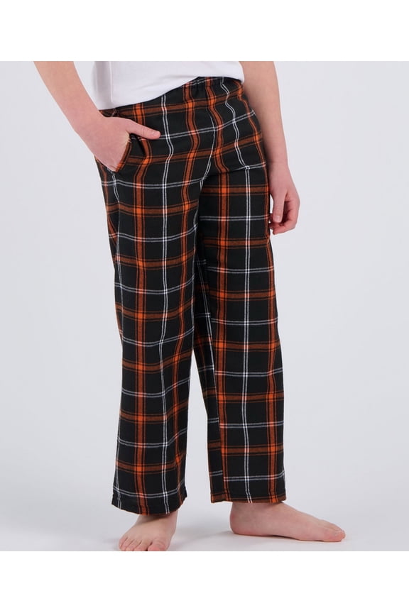 BY6624 Youth Poly Flannel Pant-BLACK/ORANGE/WHITE-YXL