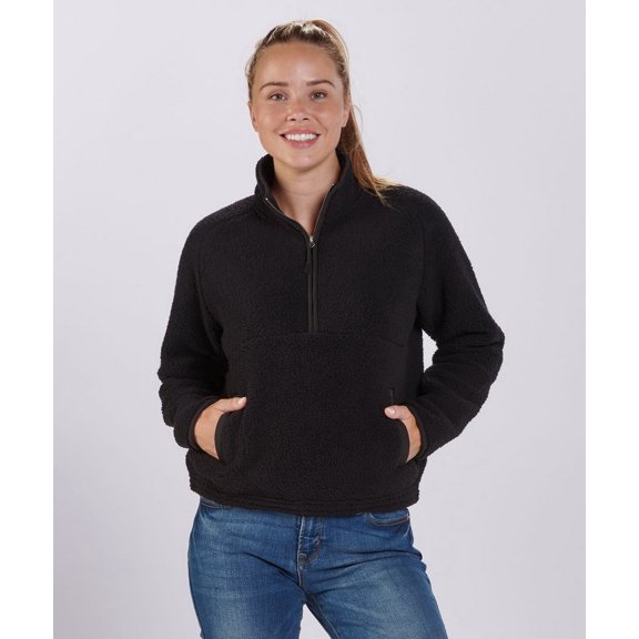 Boxercraft BW8501 Women's Everest Fleece Half-Zip-Black-XXS