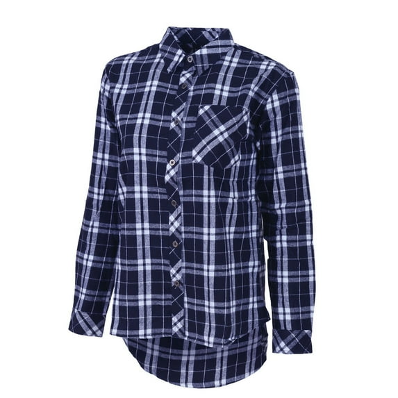 Boxercraft F50 Ladies Essential Flannel Buttondown-Navy and Silver-XS