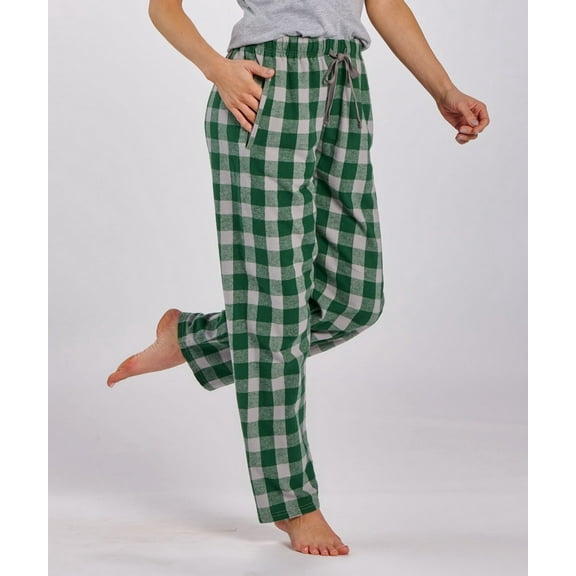 Boxercraft Haley Flannel Pant for Women, 100% Cotton Flannel Pant with Side Pockets and Adjustable Drawstring, Green/Oxford Buffalo S