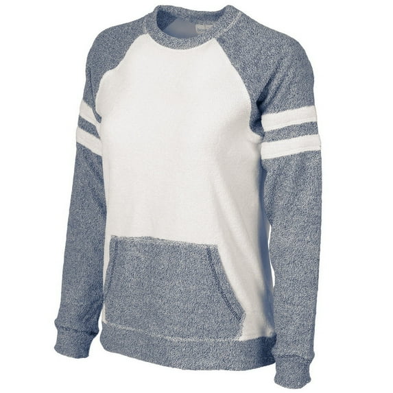 Boxercraft L04DOA Ladies Cozy Contrast Pullover,Denim and Oatmeal,2X