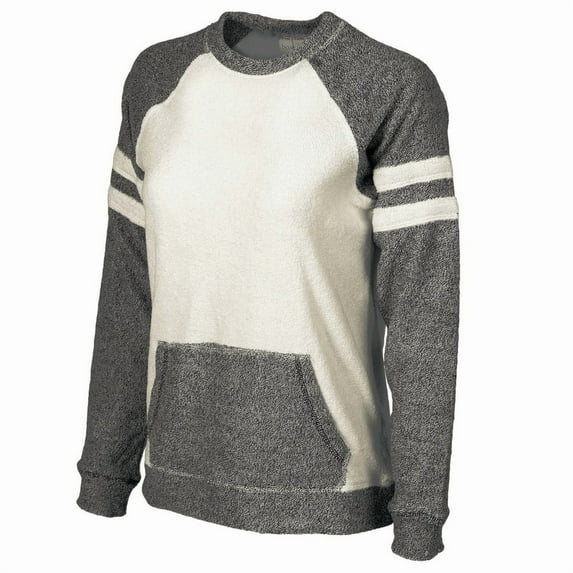 Boxercraft L04GYO Ladies Cozy Contrast Pullover,Grey and Oatmeal,2X