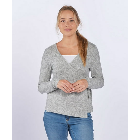 Boxercraft BW1301 Women's Cuddle Soft Wrap Top-Oxford Heather-XS