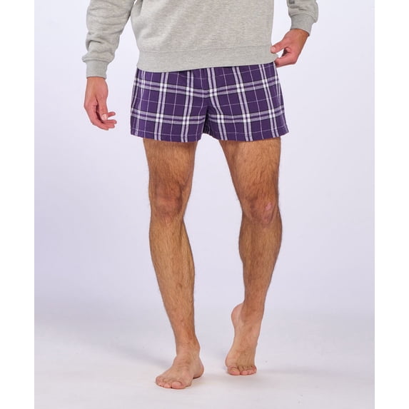 Boxercraft BM6701 Men's 100% Cotton Double-Brushed Flannel Boxer-Purple/White Pl-S