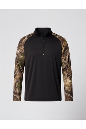 RT5703 Unisex Realtree Performance Colorblocked Quarter-Zip Pullover-Camo/ Black-M