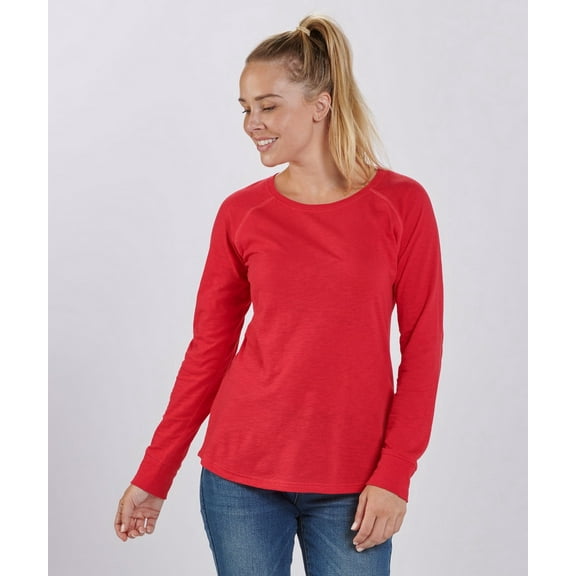 Boxercraft BW3166 Women's Solid Preppy Patch Tee-Red-XS