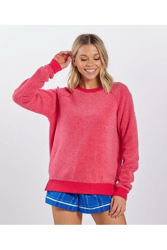 K01S Women's Fleece Out Crew-Red-S